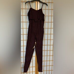 POL Faux Suede Burgundy Jumpsuit S NWOT